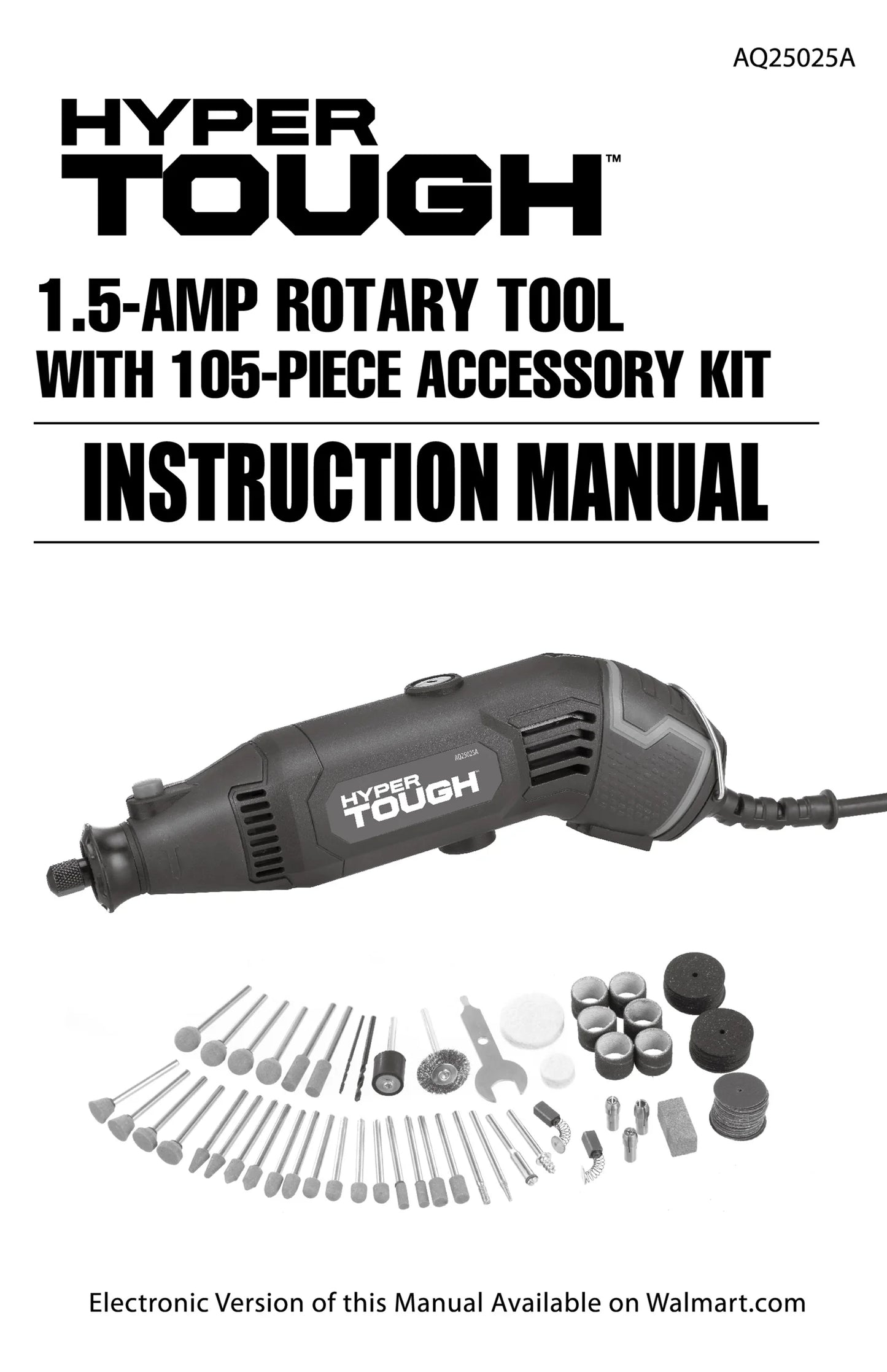Hyper Tough 1.5 Amp Corded Rotary Tool, Variable Speed with 105 Rotary Accessories & Storage Case, New Condition, Volts 120