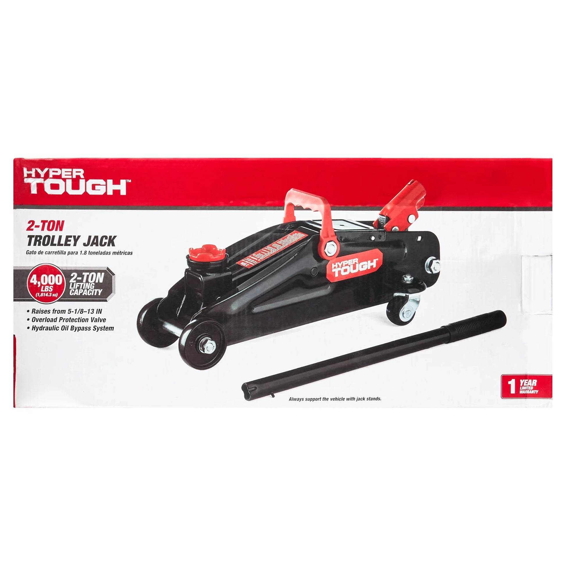 Hyper Tough T82011W Trolley Jack, 2 Ton Black and Red