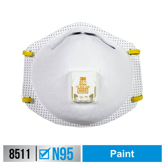 3M Cool Flow Valve Respirator 8511, N95, White, 10 Masks