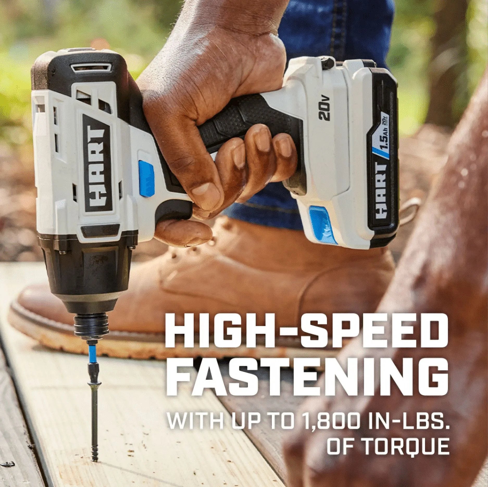 HART 20-Volt Cordless 1/4" Hex Chuck Impact Driver Kit, (2) 1.5Ah Lithium-Ion Batteries, Gen 2