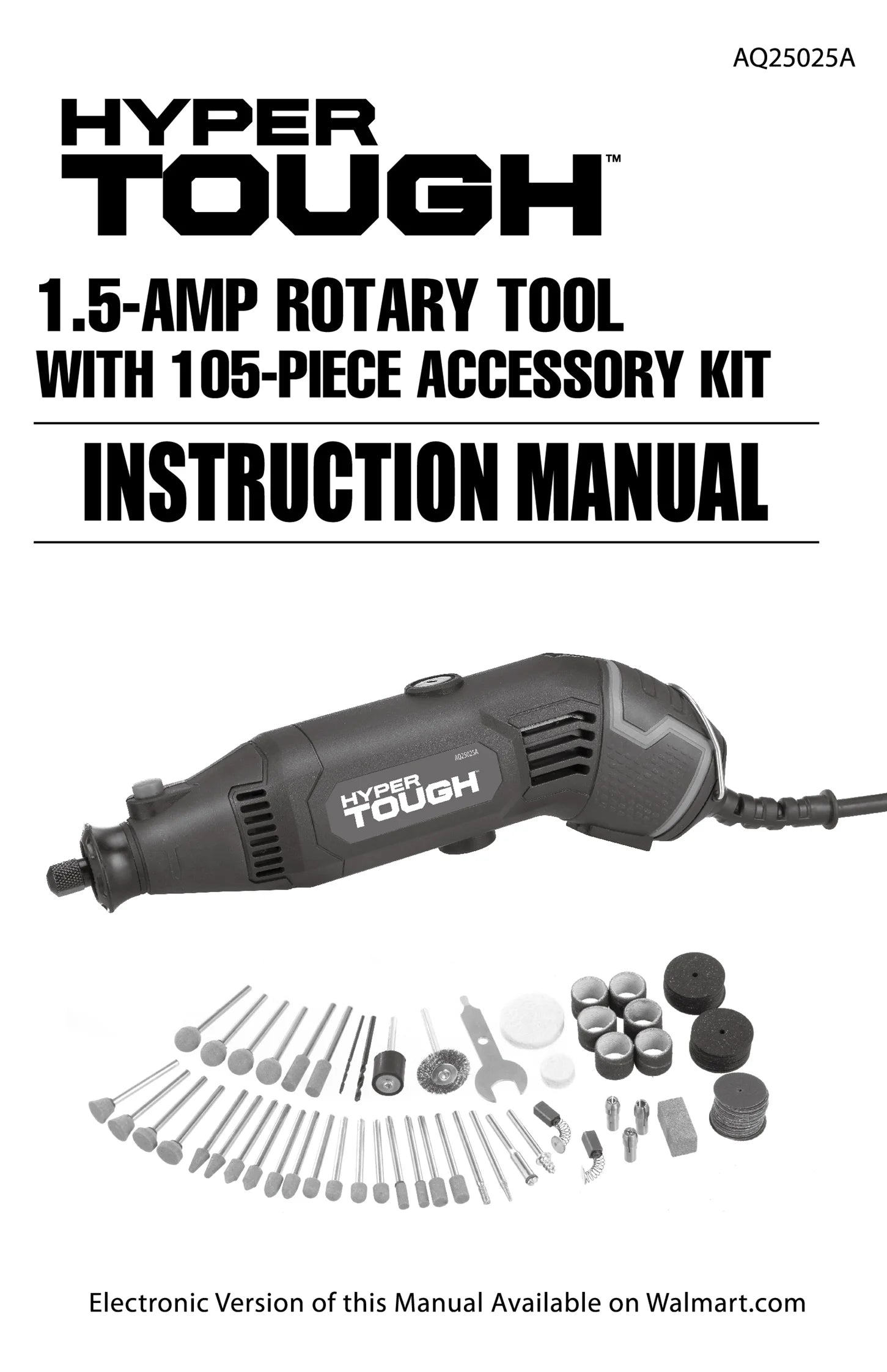 Hyper Tough 1.5 Amp Corded Rotary Tool, Variable Speed with 105 Rotary Accessories & Storage Case, New Condition, Volts 120