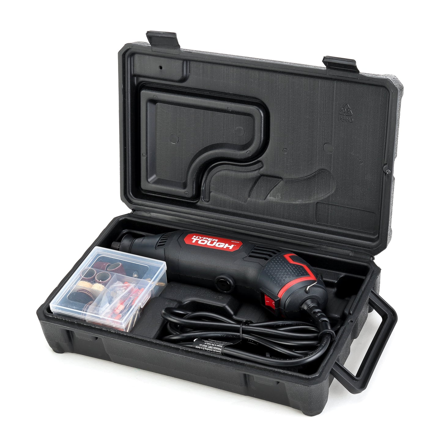 Hyper Tough 1.5 Amp Corded Rotary Tool, Variable Speed with 105 Rotary Accessories & Storage Case, New Condition, Volts 120
