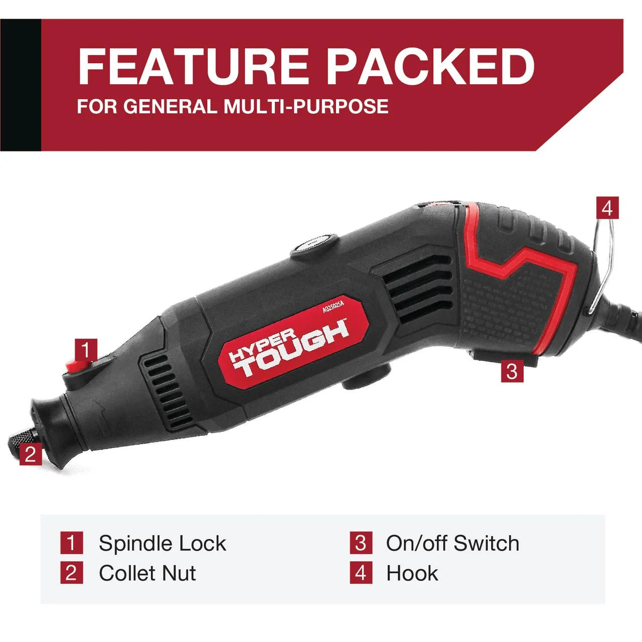 Hyper Tough 1.5 Amp Corded Rotary Tool, Variable Speed with 105 Rotary Accessories & Storage Case, New Condition, Volts 120
