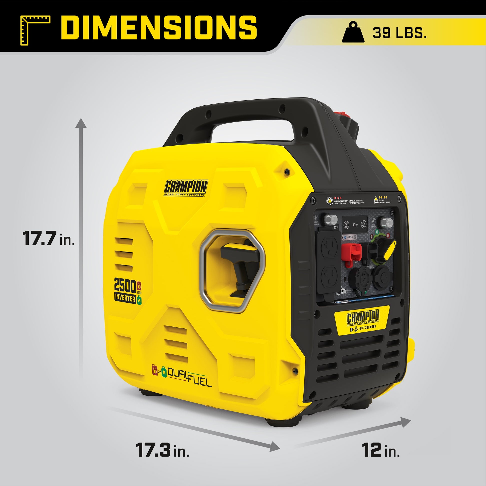 Champion Power Equipment 2500-Watt Ultralight Portable Dual Fuel Inverter Generator with CO Shield
